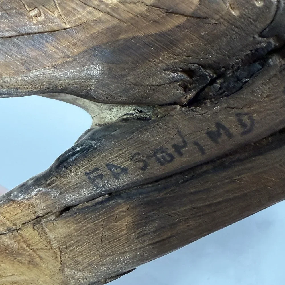 Vintage Hand Carved Wood Gold Finch Bird Figurine Driftwood Branch Signed